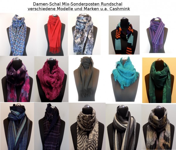 25 x Damen-Schal Mix-Sonderposten Rundschal verschiedene Modelle und Marken