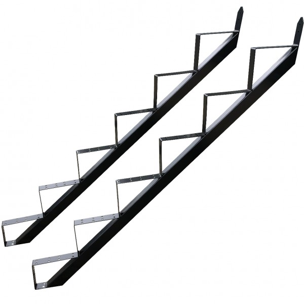 6 Stufen Treppenrahmen Stahl-Treppe Treppenholm Geschosshöhe 110cm Schwarz