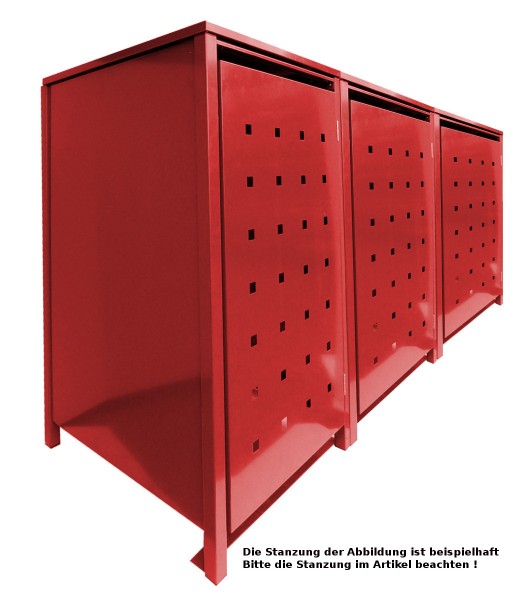 3 Tailor MüllTonnennboxen Basic für 240 Liter Tonnen Stanzung 4 komplett in Rot